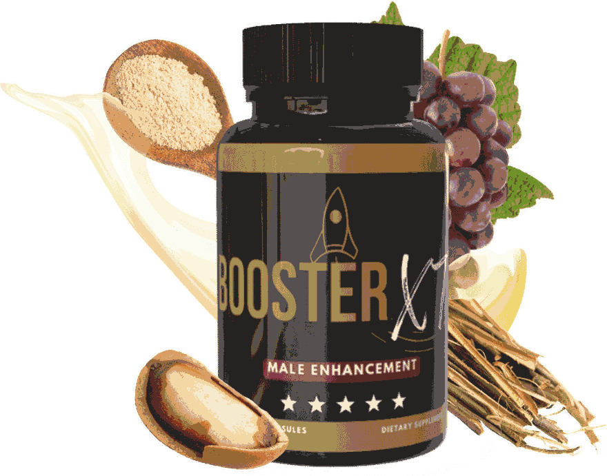 Booster XT bottle with the maca, grape skin, saffron and pine bark botanicals in its formula